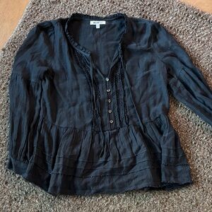 William Rast Black Blouse with Button Accents